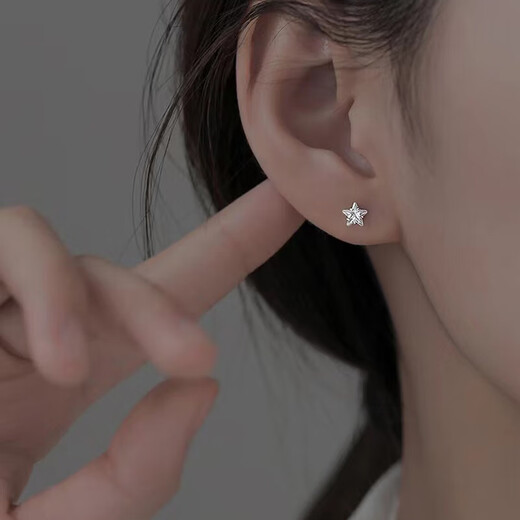 QMXDs999 sterling silver earrings for women, small earrings for sleeping, no need to pick off, white fungus stick, ear piercing, anti-blocking needle, non-allergenic earrings, 3mm mini 2-pack + gift box packaging