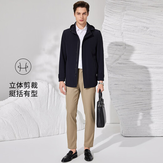 Antonio detachable hood and easy care simple business mid-length windbreaker men's high-end casual business jacket