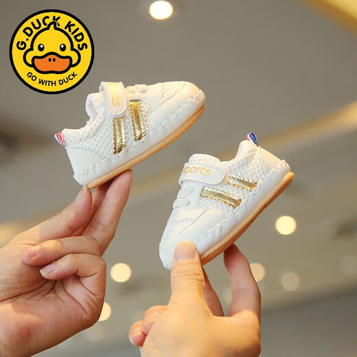 
G.DUCKKIDS Spring and Autumn 0-1 year old baby soft sole toddler shoes children's breathable mesh shoes 3-6-10 months infant and children's shoes A66 orange 14 inner length 11.0cm