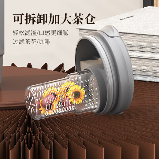 CTRLEND mug with lid for tea and water separation 304 stainless steel liner/PP office coffee cup high-looking drinking water cup black PP liner without tea leakage 1 piece 550ml