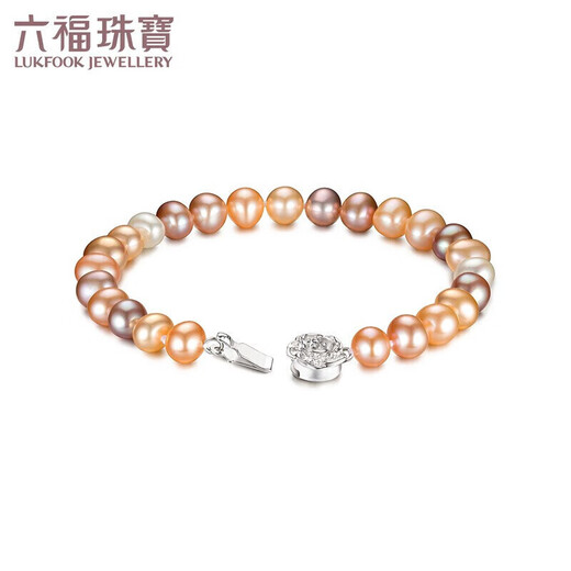 Lukfook Jewelry Freshwater Pearl Bracelet Ag925 Flower Shape Buckle Symphony Pearl Bracelet Birthday Gift for Women Total Weight Approximately 10.68 Grams
