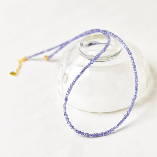Chinese Valentine's Day gift 520 Valentine's Day gift Goddess' Day gift Tanzanite necklace for women new light luxury small bead diameter about 2mm - chain length about 38+5cm extension chain