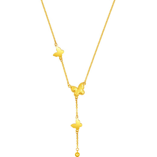 Saturday Blessing Yellow 18K Gold Necklace Color Gold Butterfly Necklace Girl Birthday Gift C0614463 40+5cm