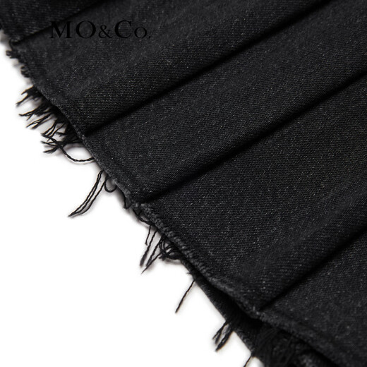 MO&Co. Functional style buckle high waist denim asymmetrical American retro culottes pants Moanke denim black S 26