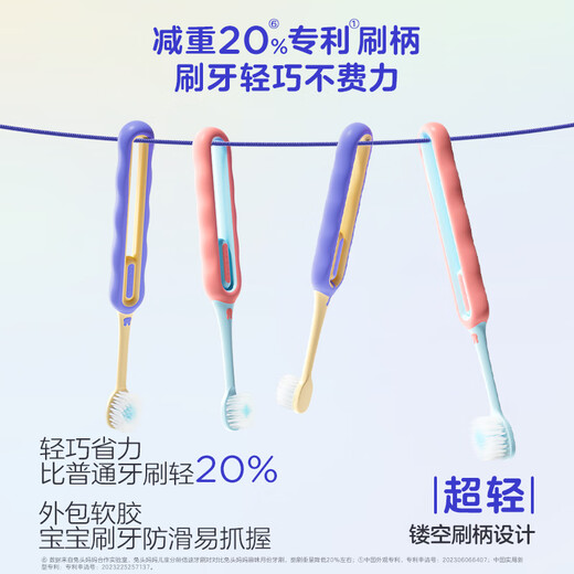 Rabbit Head Mom Children's Double Speed Toothbrush 6-12 years old, lightweight and portable, wider and thinner, 4 pieces in total, blue and pink Nezha set