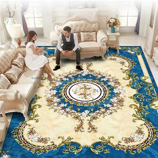 Xinlin European style living room carpet coffee table blanket sofa home bedroom full room floor mat modern simple machine washable customization style-K blue 200*300CM