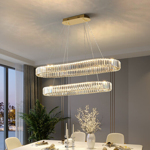XMSJ Light Luxury Crystal Wohnzimmer Restaurant Kronleuchter LED Creative Atmospheric Bar Long Bankett Esszimmer Licht 2025 Neues Modell 1W 6623-80 cm-wuji Dimming