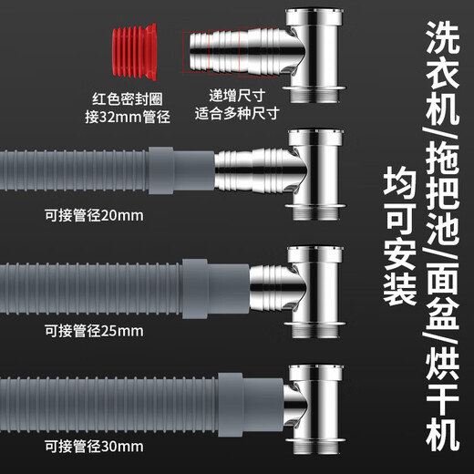 Muvi washing machine drain floor drain joint anti-odor three-way two-in-one drainage pipe overflow prevention artifact ABSF1-01