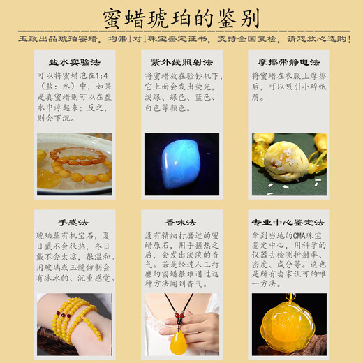 Yuzhi natural beeswax collection bracelet chicken fat yellow amber round beads men and women bracelet with certificate men's round beads 12-12.5mm