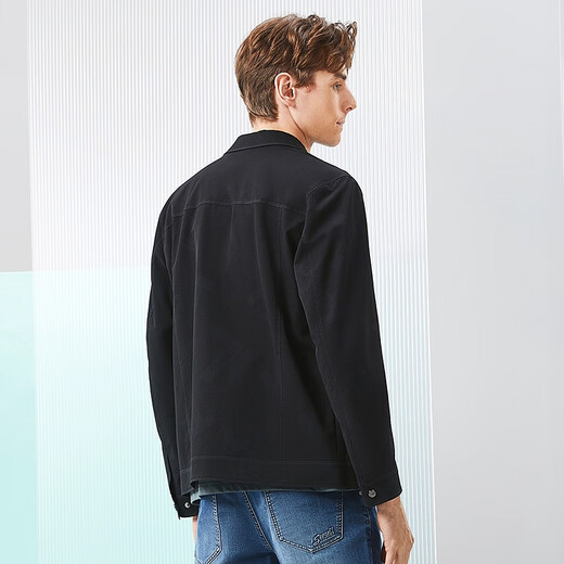 Sieben Markenmänner Printed Jacket Herren 25 Frühlings- und Sommermodentrend -Workwear -Stil -Lapeljacke Thin 126JK702 Schwarz L.