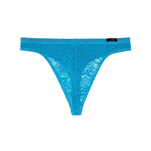 HOM French men's thong lace underwear low-waisted new high-end sexy semi-transparent boys' sexy underwear lake blue T-shaped L
