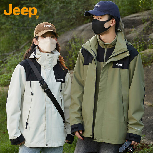 Jeep (JEEP) assault jacket men and women couple coat autumn and winter three-in-one functional three-proof men's clothing Matcha green men's style XL
