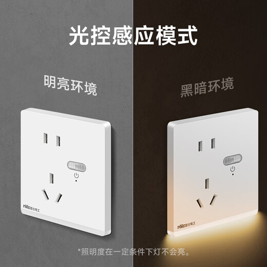 NVC NVC Elektriker-Schaltsteckdose, Fünf-Loch-Steckdose mit menschlichem Körper, Induktion, Fußlampe, Nachtlicht, 86 Typ, Steckdosenleiste, N25, mattweiß