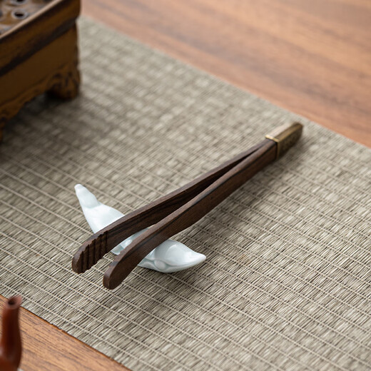 Shangfu Ebony Solid Wood Tea Clips for Drinking Tea, Tea Cup Clips, High-end Non-Slip Tweezers, Tea Spoons, Kung Fu Tea Set Accessories HZ-Ebony Tea Clips-Type 1