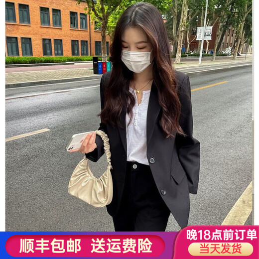 Yusenlian Spring and Autumn New Style Suit Suit Women's Formal Wear College Student Teacher Interview Professional Work Defense Black Suit Jacket Three-piece Set L_Recommendation 105-115Jin Jin is equal to 0.5 kg