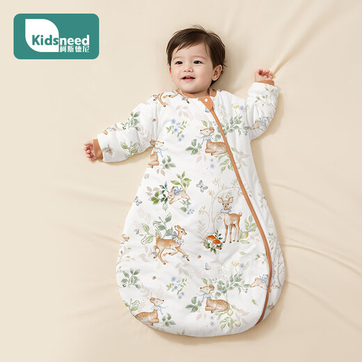 Kidsneed baby sleeping bag autumn and winter constant temperature medium-thick quilted baby sleeping bag infant pajamas children's anti-kicking quilt leg wrap M size