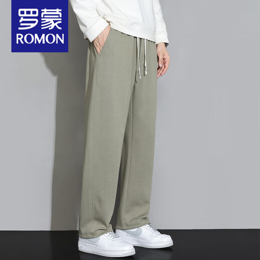 ROMON American casual trousers for men spring and autumn 2024 new loose and versatile sports straight boys' trendy brand trousers 88 beige XL 120-140Jin Jin equals 0.5 kg