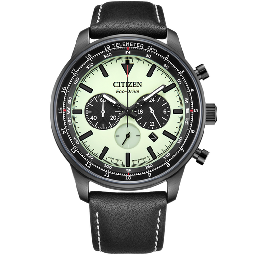 CITIZEN watch men's Japanese and Korean watch FF series light-powered three-eye plate belt fashionable Valentine's Day gift CA4505-21X