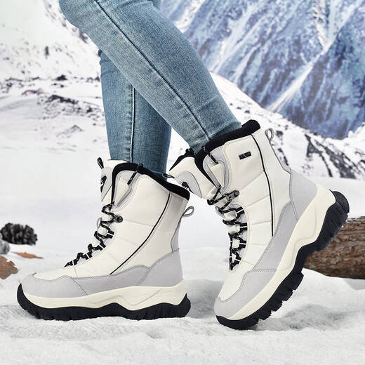 Yijiabao Snow Boots Women's Cotton Shoes Winter Velvet Brand Women's Shoes Versatile Shoes Women's Casual Shoes Thick-Soled Outdoor Travel Shoes Beige Velvet 38 Thickened Inside, Need to Take One Size Larger
