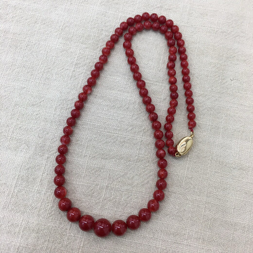 Zhaohao Coral Bead Necklace Akha Ox Blood