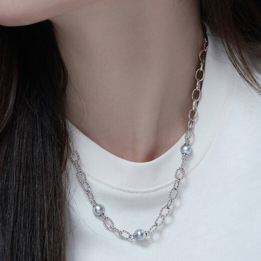 Lukfook Jewelry True Me Series Platinum 950 Seawater Pearl Platinum Necklace Plain Chain GJT1TBN0003 Total Weight 23.87 Grams