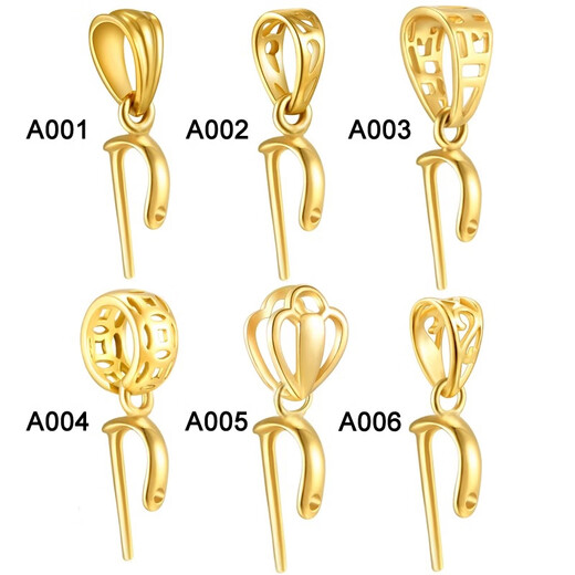 18k gold oblique hole jade buckle head melon seed buckle pendant buckle Guanyin Buddha pendant jade clip buckle thick crown gold buckle 18K gold A003