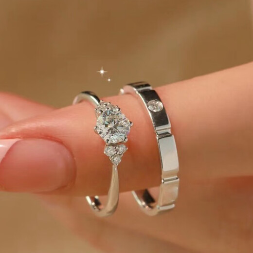 MZMZ platinum couple ring pt950 platinum knot engagement moissanite diamond ring Valentine's Day birthday gift for girlfriend and wife when/next day delivery - light luxury - Sansheng stone living mouth pair ring