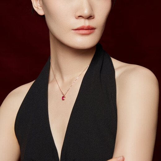 COASZE Gemstone Pigeon Blood Tourmaline Necklace Light Luxury 18k Gold Necklace for Women, One Object, One Certificate Pigeon Blood Tourmaline Necklace