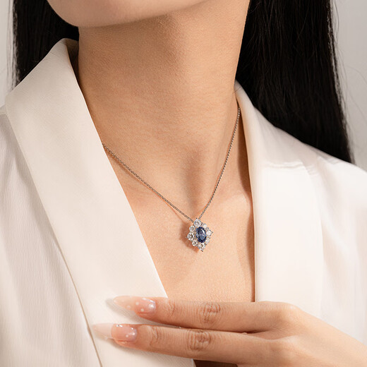 HKHL 925 Silver Tanzanite Blue Gemstone Necklace for Women Light Luxury Pendant Silver Clavicle Chain Holiday Birthday Gift for Girlfriend Tanzanite Blue Gemstone Necklace + Light Luxury Gift Box