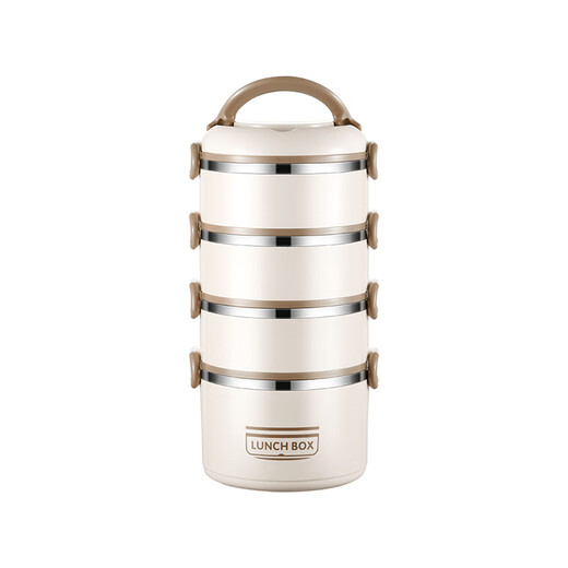 HOHIYOU multi-layer insulated lunch box portable 304 stainless steel office worker microwaveable adult lunch box 3.1L 316 meters white four layers (tableware) + thermal insulation