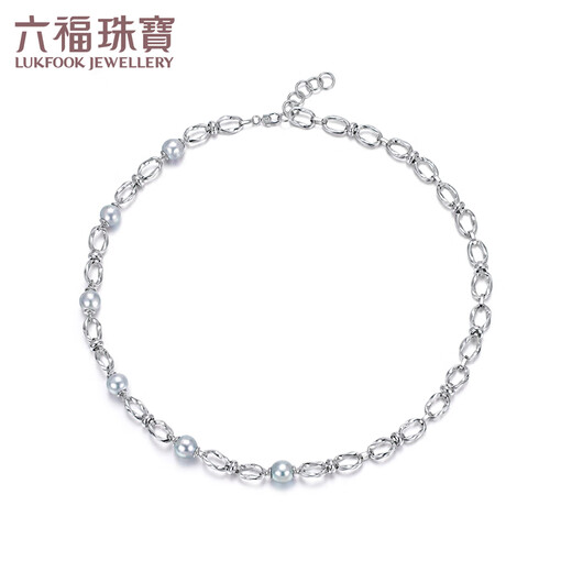 Lukfook Jewelry True Me Series Platinum 950 Seawater Pearl Platinum Necklace Plain Chain GJT1TBN0004 Total Weight 23.98 Grams