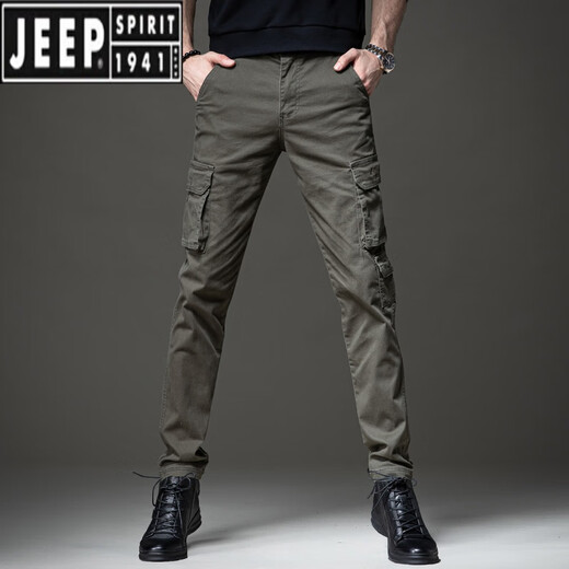 JEEP SPIRIT春季新款高端男士工装裤欧美修身弹力小脚裤多口袋休闲迷彩美式 691束脚迷彩白 28 【2尺1腰围】