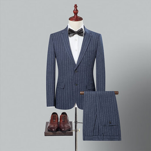 SHANSHAN light luxury brand 2025 new men's suit striped business casual slim suit suit for men blue striped XL 175