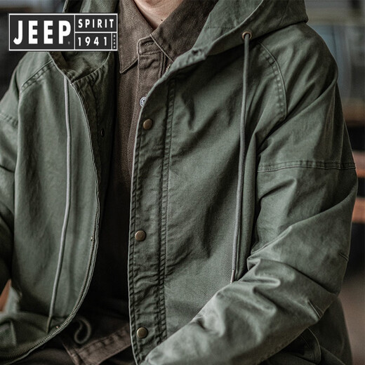 JEEP SPIRIT American retro M51 military green windbreaker fishtail parka hooded coat Ami khaki mid-length coat spring, autumn and winter dark military green in stock regular XL