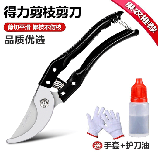 Deli garden pruning shears, special scissors for fruit trees, branch picking, fruit picking, household garden pruning, powerful scissors tool, can cut 0-14mm, heavy-duty all-metal