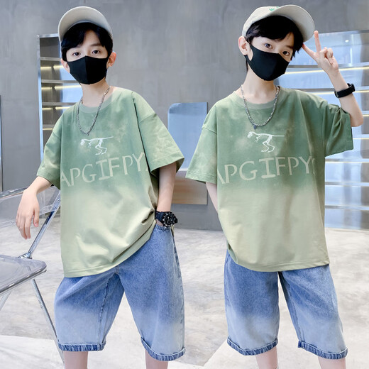 G.DUCKKIDS男童套装夏季短袖新款2025夏装t恤中大童两件套儿童休闲体恤衣服 白色679滑板T 120cm 均码