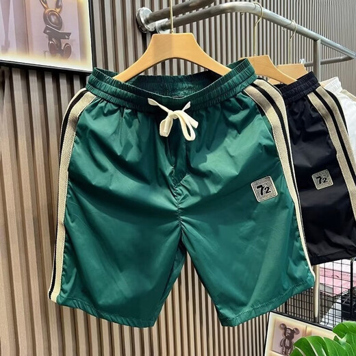 Kerimkoro shorts summer men's 2025 new quick-drying breathable overalls men's outer wear large pants five-quarter pants black XL