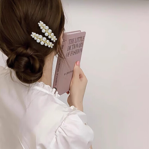 Zuoou Pearl Hairpin Bangs Clip Exquisite Retro Small Clip Forehead Side Princess Hair Clip One-Word Clip Hairpin Women One Pair