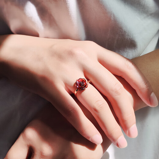 Her Generation 18K Gold Natural Tourmaline Ring Retro Rose Closed Ring Light Luxury Accessories (864618) Please note the circle number