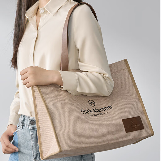 One s Member imitation linen handbag tote bag