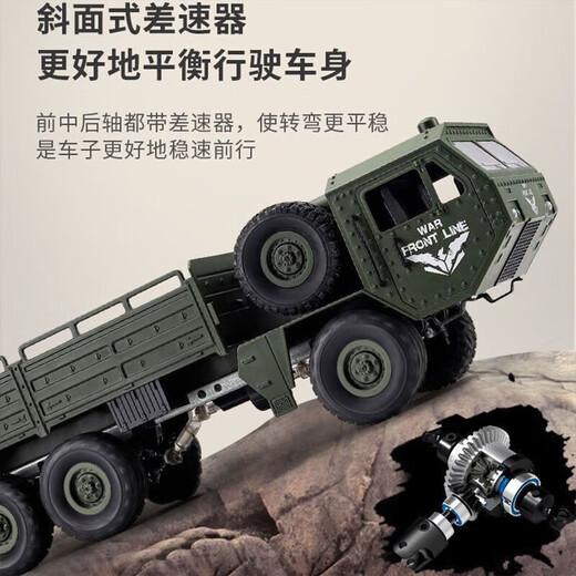 JJRCJJR/C children's military truck heavy-duty six-wheel drive off-road climbing car remote control car adult boy toy car 46cm Dongfeng No. 9 military truck