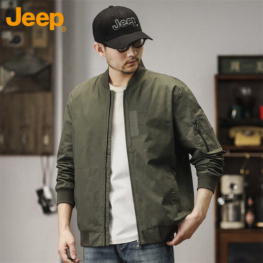 Jeep (JEEP) Jacket Men's Jacket Autumn and Winter Workwear Baseball Collar Casual Trendy Clothes Men's Military Green XL