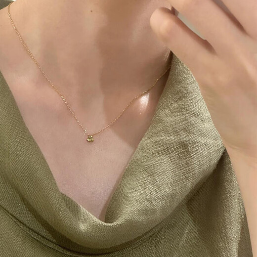 Shixi Peridot Sterling Silver Necklace Colored Green Diamond Light Luxury Premium 18k Gold Plated Women's Triangular Pendant Clavicle Chain S925