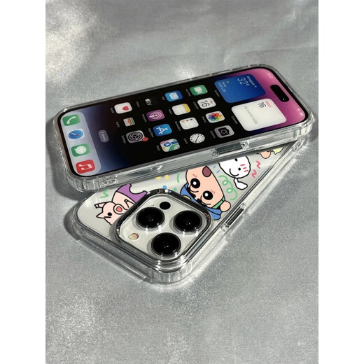 T apocalypse siècle applicable Apple 15promax mobile case iPhone 14 Premium Sense 13pro crayon shin-shikong 12 dessin animé 11 mignon 8plus niche 7 électroplate x hommes et femmes 16 Protection xr Electroplasing Lens-transparent-tdl shin-shikong expression a15828 iphone