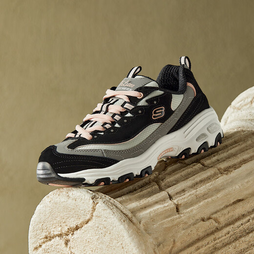 Skechers women's shoes milk tea panda shoes retro all-match dad shoes spring thick sole heightening casual shoes comfortable soft sole sneakers