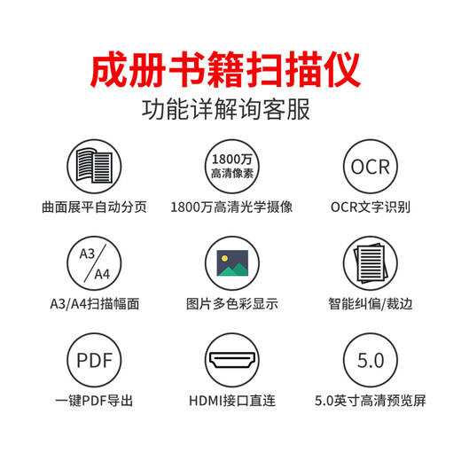 良田（eloam）高拍仪BS3880P/BS1860TM/BS2000P成册书籍扫描高清BS1560TM 【BS1860TP】1800万像素 带屏幕
