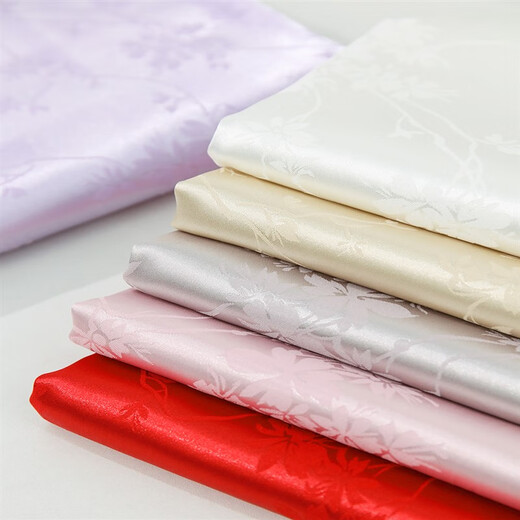 Miaopule Brocade Fabric Jacquard Satin Fabric Summer Thin Ancient Style Hanfu Cheongsam Retro Chinese Style Dark Flower Brocade Fish Belly White Half a Meter Price