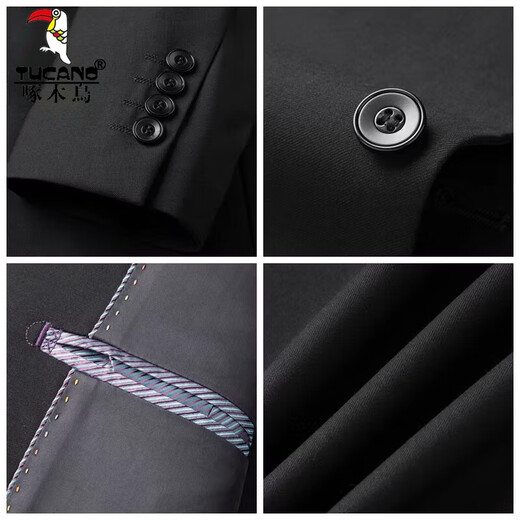 Woodpecker Spring and Autumn Chinese Style Chinese Stand Collar Suit Mao Suit Men's Middle-aged Slim Tang Suit Men's Middle-aged Dad's Suit Pure Navy Blue Style 175A 140-156Jin Jin is equal to 0.5 kg