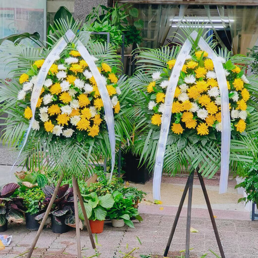 Meixianzan Qingming Festival sacrificial supplies flowers tomb-sweeping flowers memorial cemetery flower baskets wreaths chrysanthemum flowers city delivery style B-chrysanthemum wreath single