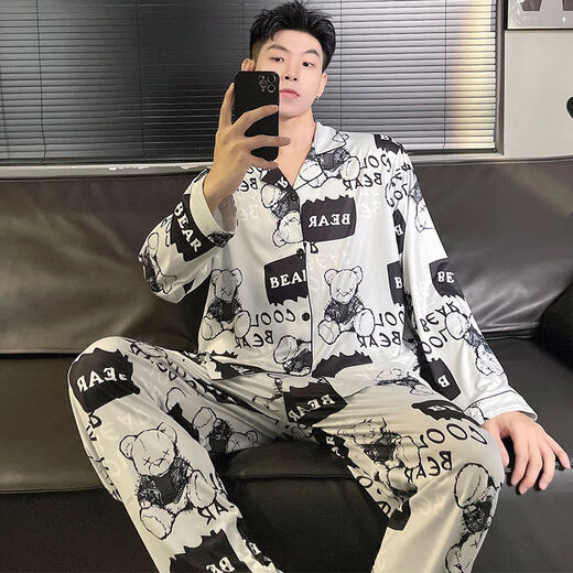 Modal College Student Pyjamas Herren Frühling und Herbst Langarm Long Hosen Baumwolldünne Cartoon Teenie-Kleidung für Männer Kleidung High School-Schülerin WRQS702 Machen Sie Dizai [Männerset] 2xl [Vorgeschlagen 140-165jin [Jin gleich 0,5 kg]]
